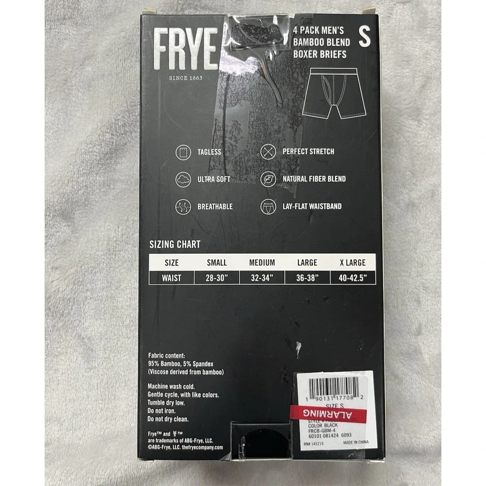 Frye 4 Pair Boxer Briefs Men Small 28-30'' Multicolor Tag Free Bamboo Blend Soft